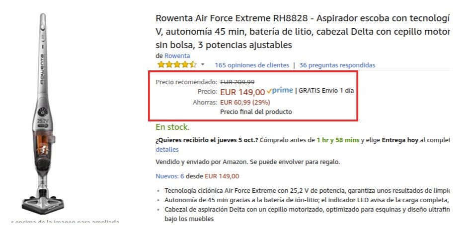 Rowenta Air Force Extreme RH8828-ofertas y precio