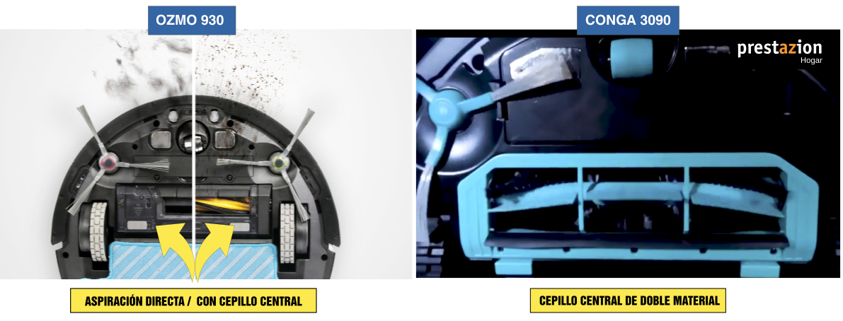 Comparativa Conga 3090 VS DEEBOT OZMO 930- CEPILLO PARTE INFERIOR