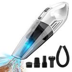 Homasy- Aspirador Mano Sin Cable de Doble Uso, Aspirador de Coche y Hogar Sin cable, Carga Rápida, con 3 Cepillos y un Filtro Lavable,2200mAh, 4000PA