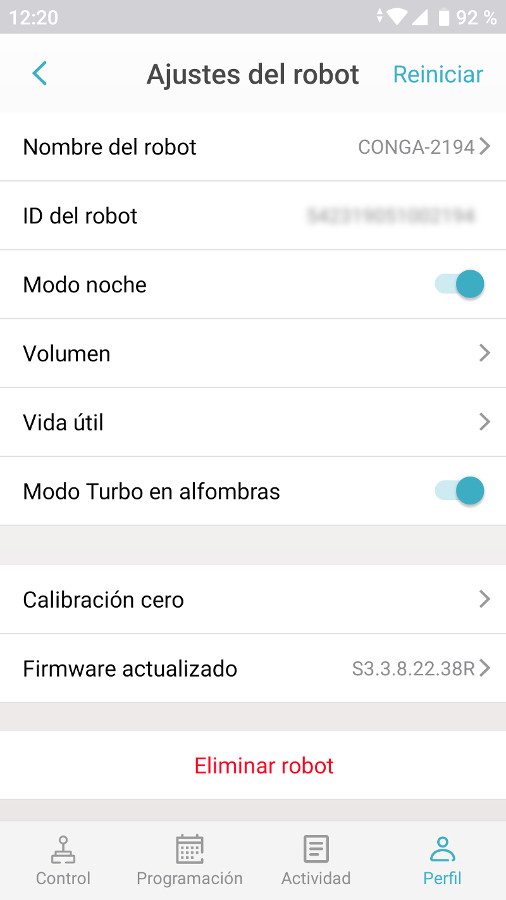 Conga modo turbo en alfombras (configuración App)