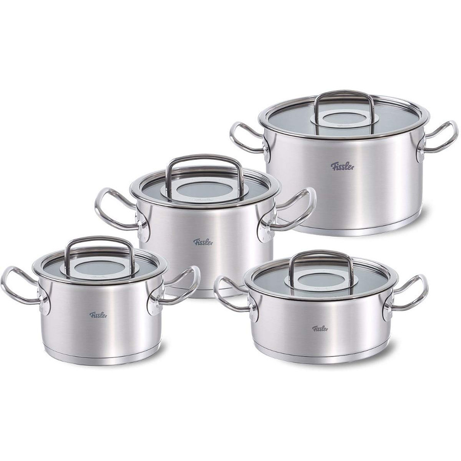 bateria de cocina fissler de 4 piezas en acero inox 18/10