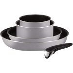 Tefal Ingenio Essential - Juego de 4 Piezas Aluminio con Mango Extraíble, Sartenes 22 y 26 cm + Cazos 16 y 18 cm + 1 Mango, Antiadherente PowerGlide