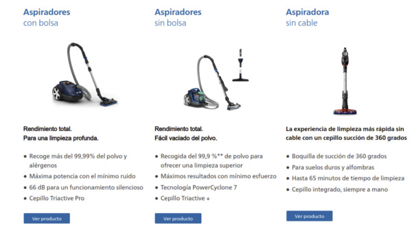 tienda de aspiradoras philips