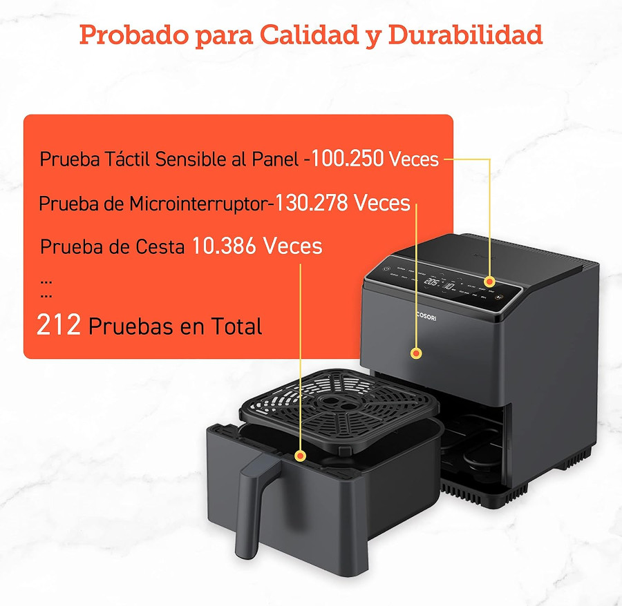 Freidora de Aire Cosori Dual Blaze controles de calidad